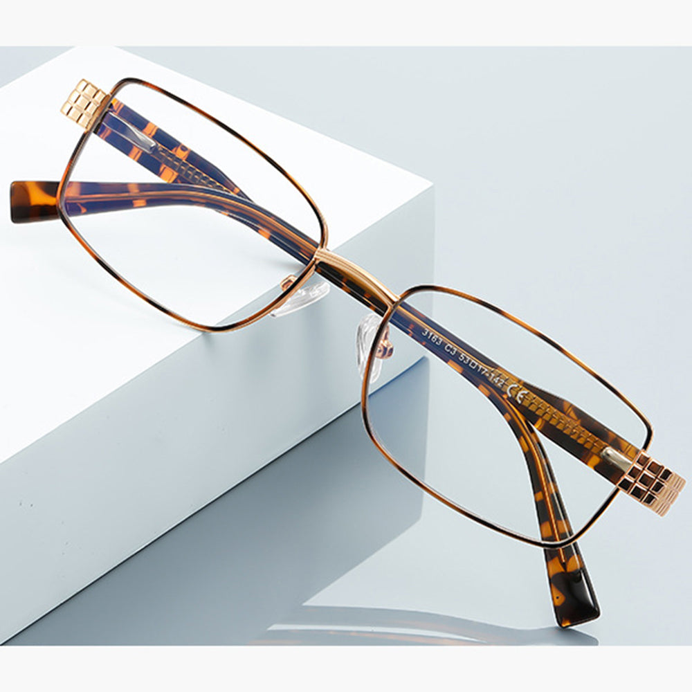 Óculos de Computador Femininos Techsuit 3163, Anti-Luz Azul, Pretos Dourados