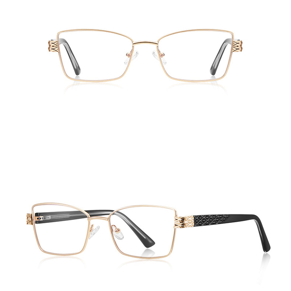 Óculos de Computador Femininos Techsuit 3171, Anti-Luz Azul, Pretos Dourados