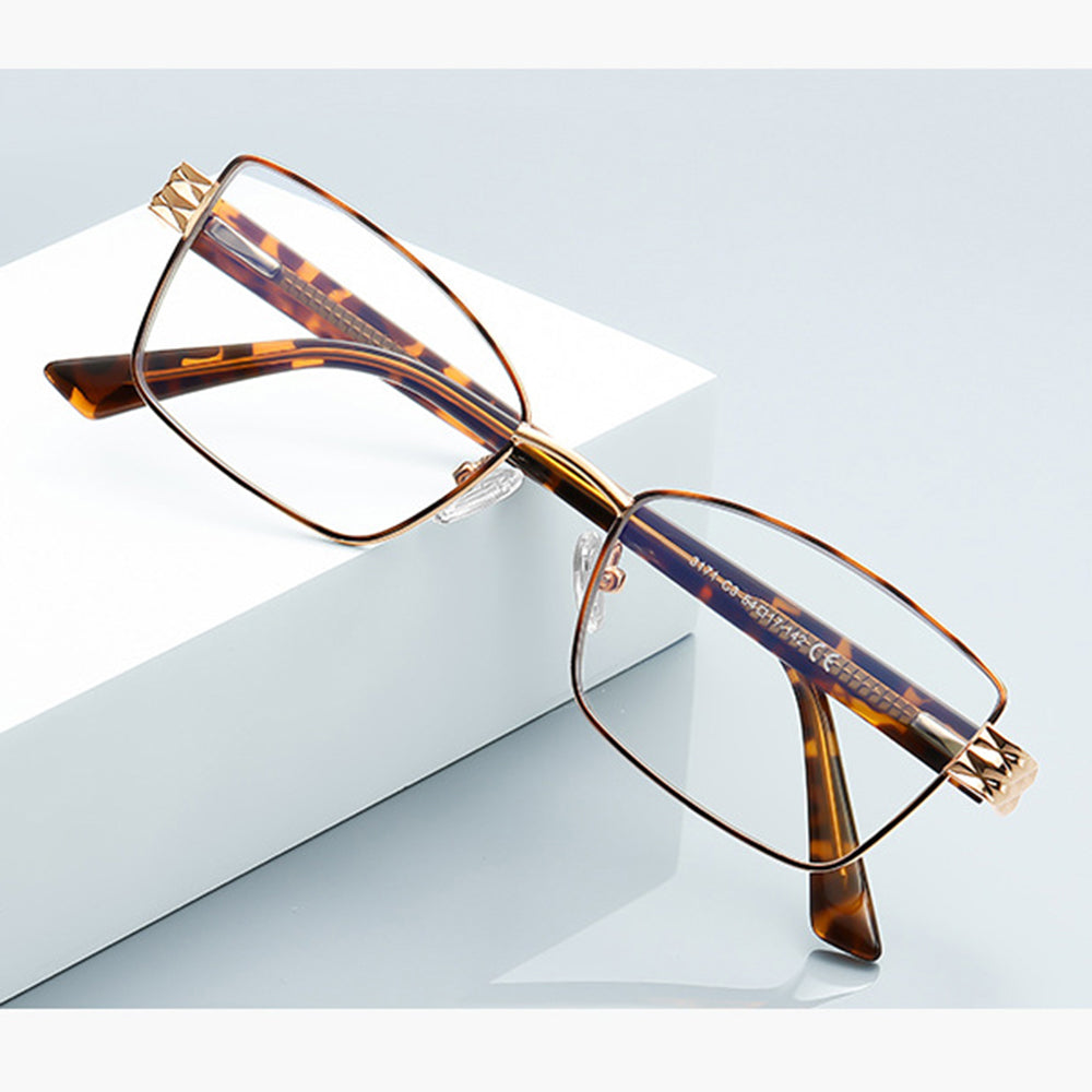 Óculos de Computador Femininos Techsuit 3171, Anti-Luz Azul, Pretos Dourados