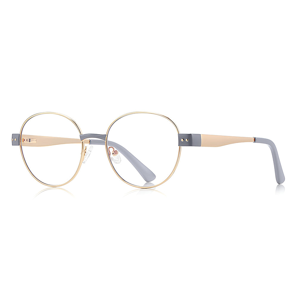 Óculos de Computador Femininos Techsuit 3175, Anti-Luz Azul, Dourado Cinza Claro