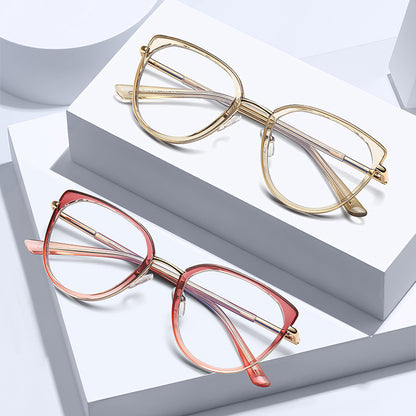 Óculos de Computador Femininos Techsuit 82290, Anti-Luz Azul, Pretos Dourados