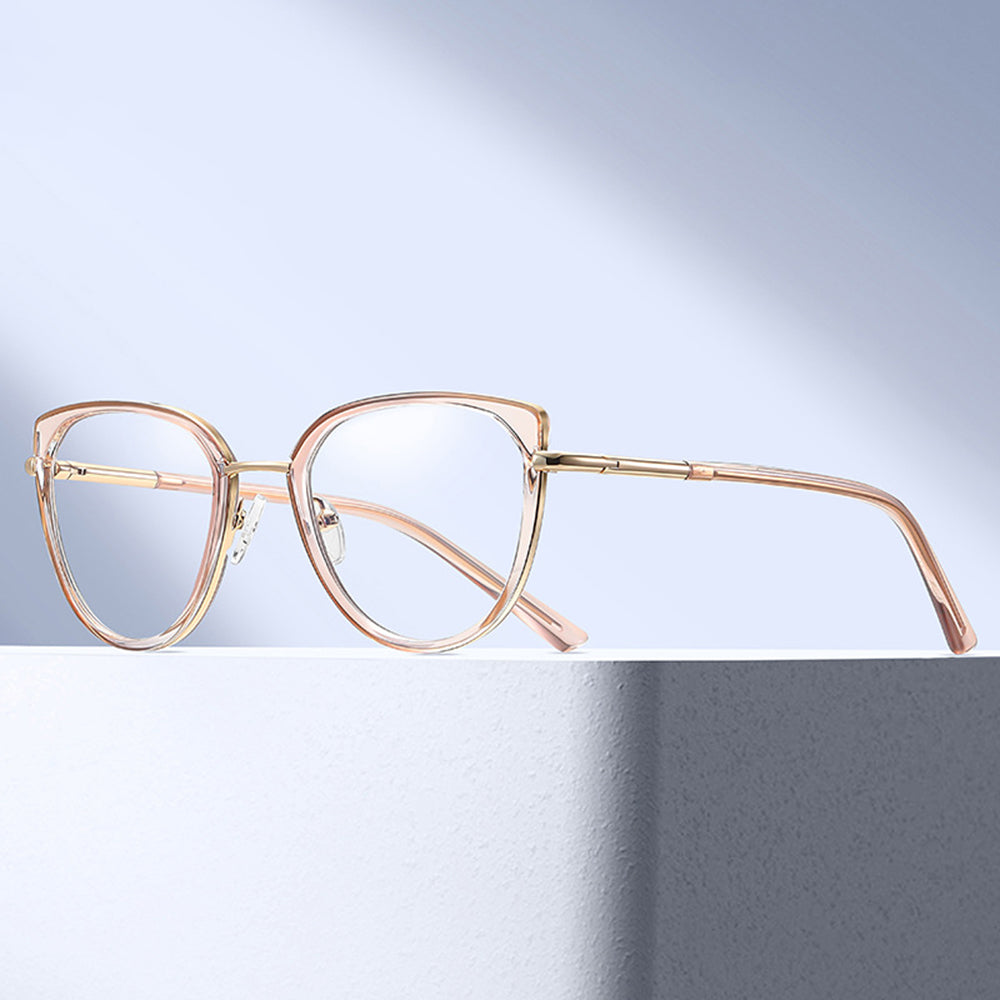 Óculos de Computador Femininos Techsuit 82290, Anti-Luz Azul, Pretos Dourados