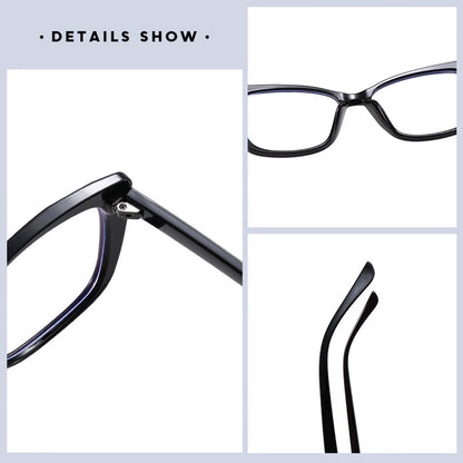 Óculos de Computador Femininos Techsuit PC28016-C1, Anti-Luz Azul, Pretos