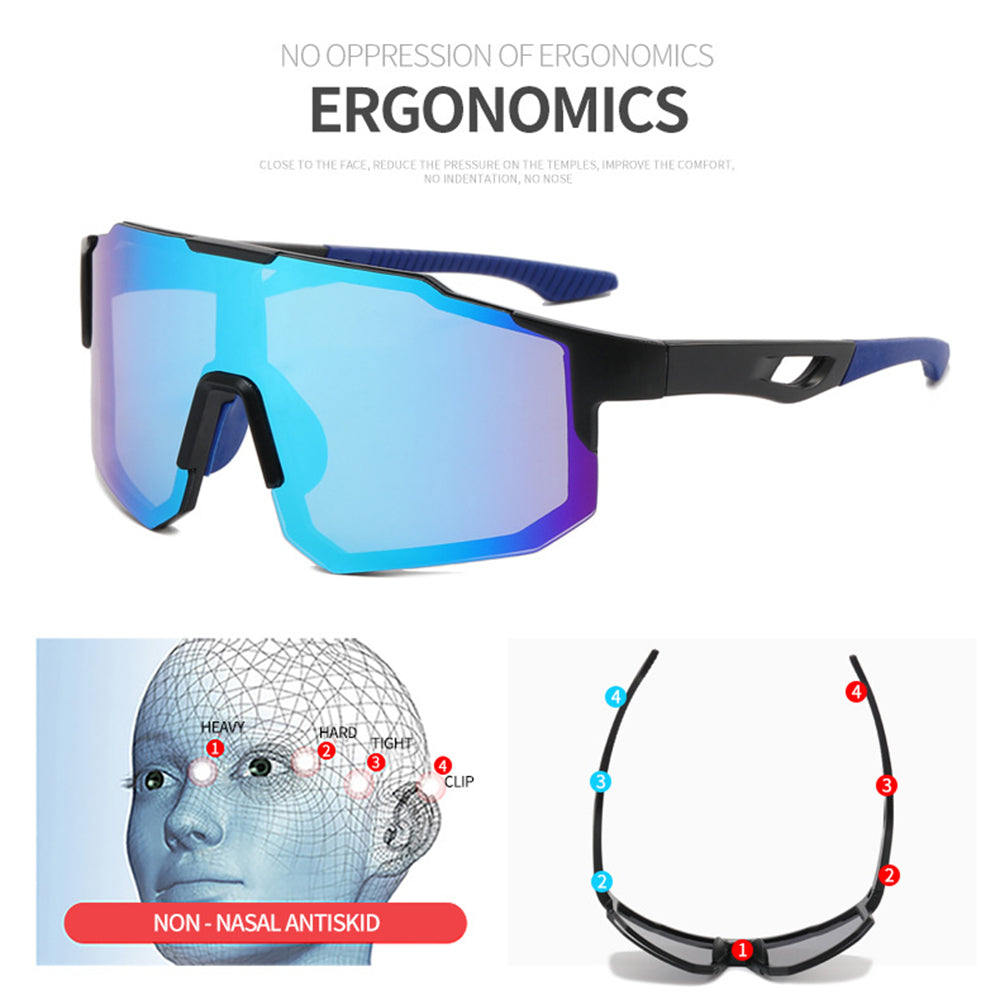 Óculos de Ciclismo Unissexo Techsuit 9337, Proteção UV, Preto Azul