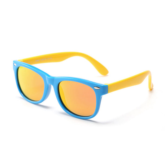 Óculos de Sol Criança Techsuit D802, Polarizados, Proteção UV, Azuis Amarelos Laranja