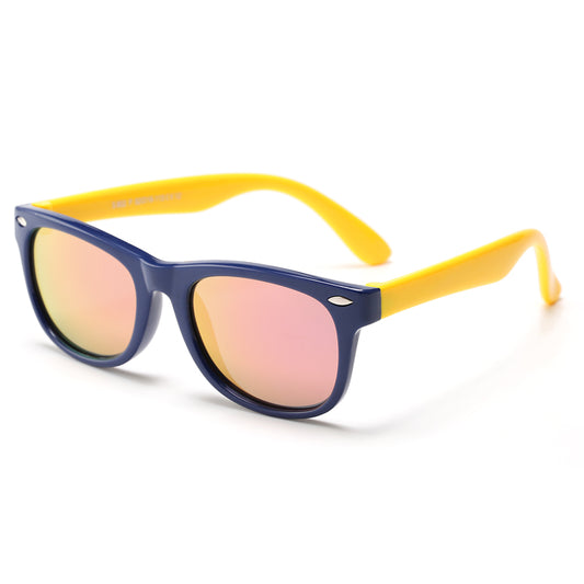 Óculos de Sol Criança Techsuit D802, Polarizados, Proteção UV, Azul Marinho Amarelos