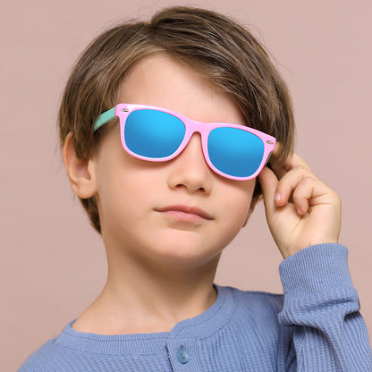 Óculos de Sol Criança Techsuit D802, Polarizados, Proteção UV, Amarelo Rosa