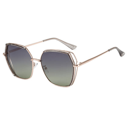 Óculos de Sol Senhora Techsuit 9768, Polarizados, Proteção UV, Cinza Dourado Verde