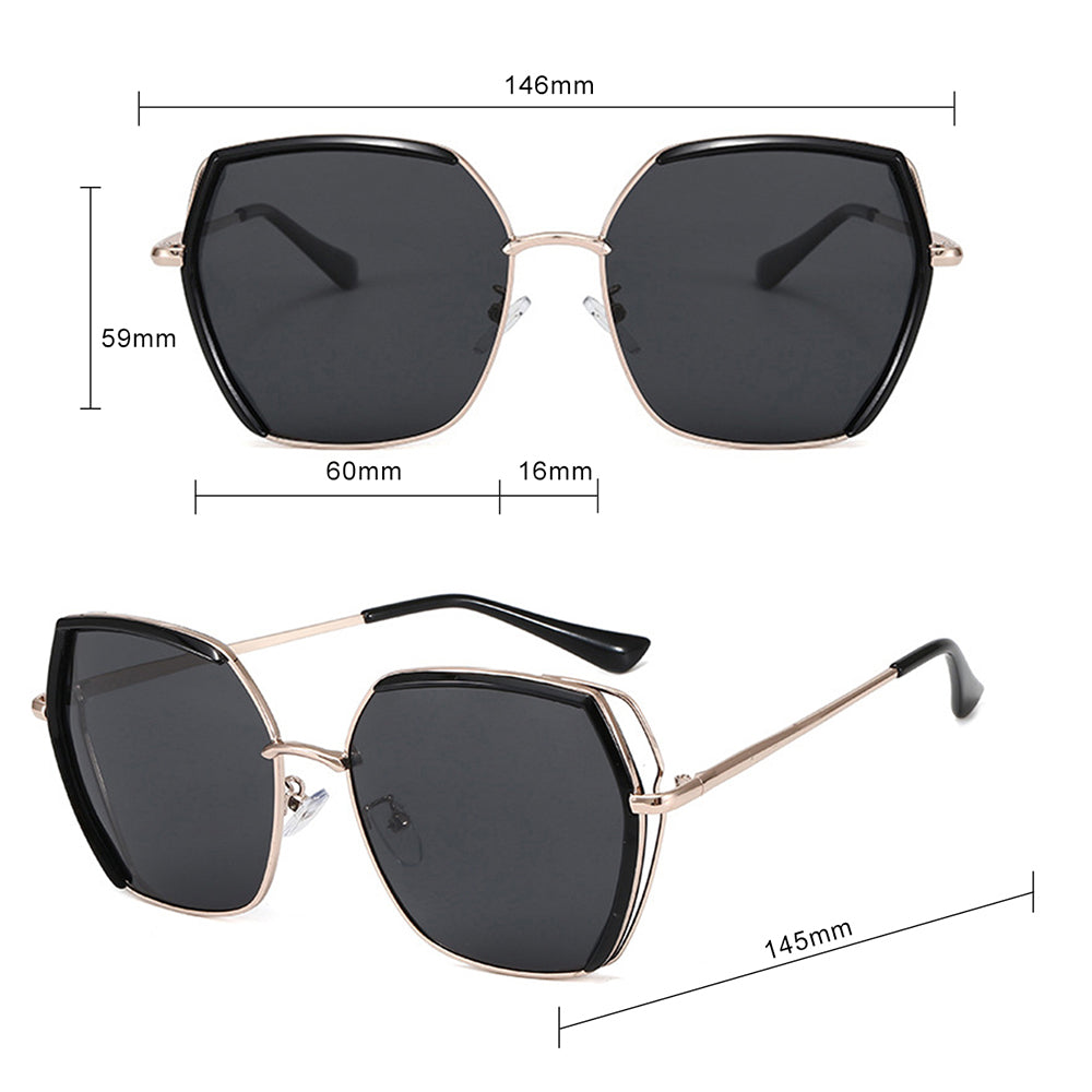 Óculos de Sol Senhora Techsuit 9768, Polarizados, Proteção UV, Cinza Dourado Verde