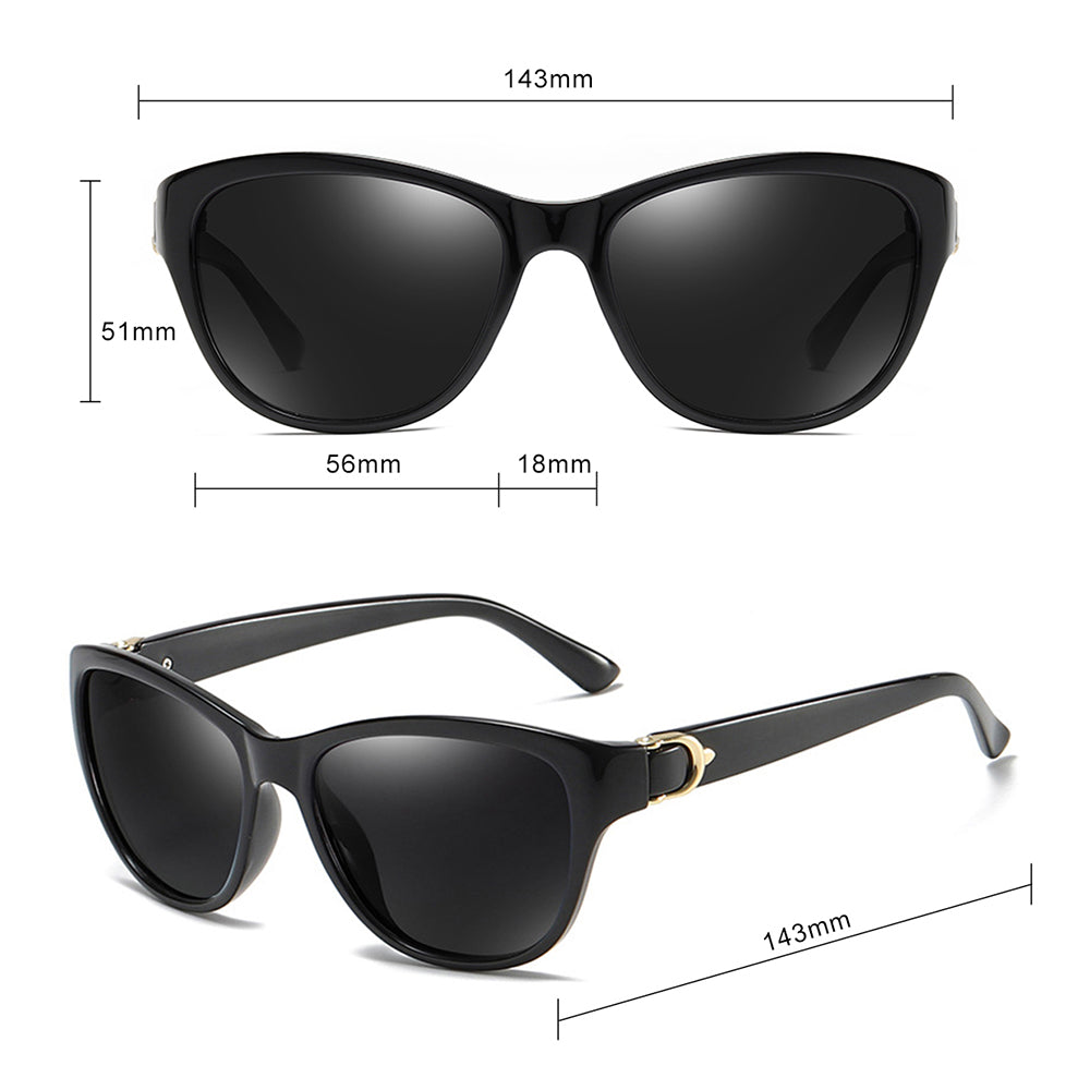 Techsuit A572 Women's Sunglasses, Polarized, UV Protection, Black Gray