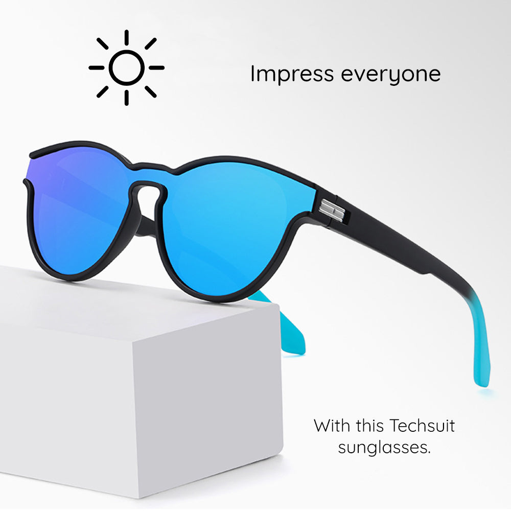 Óculos de Sol Unissexo Techsuit TR7545, Polarizados, Proteção UV, Preto Azul Verde
