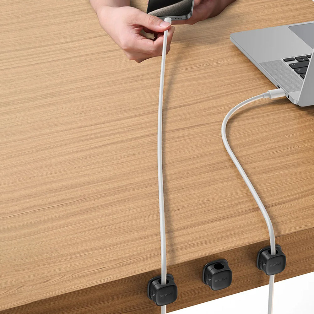 Organizador de Cabos Baseus Lite Magnético, Conjunto de 3 Peças, Branco B01331106211-00