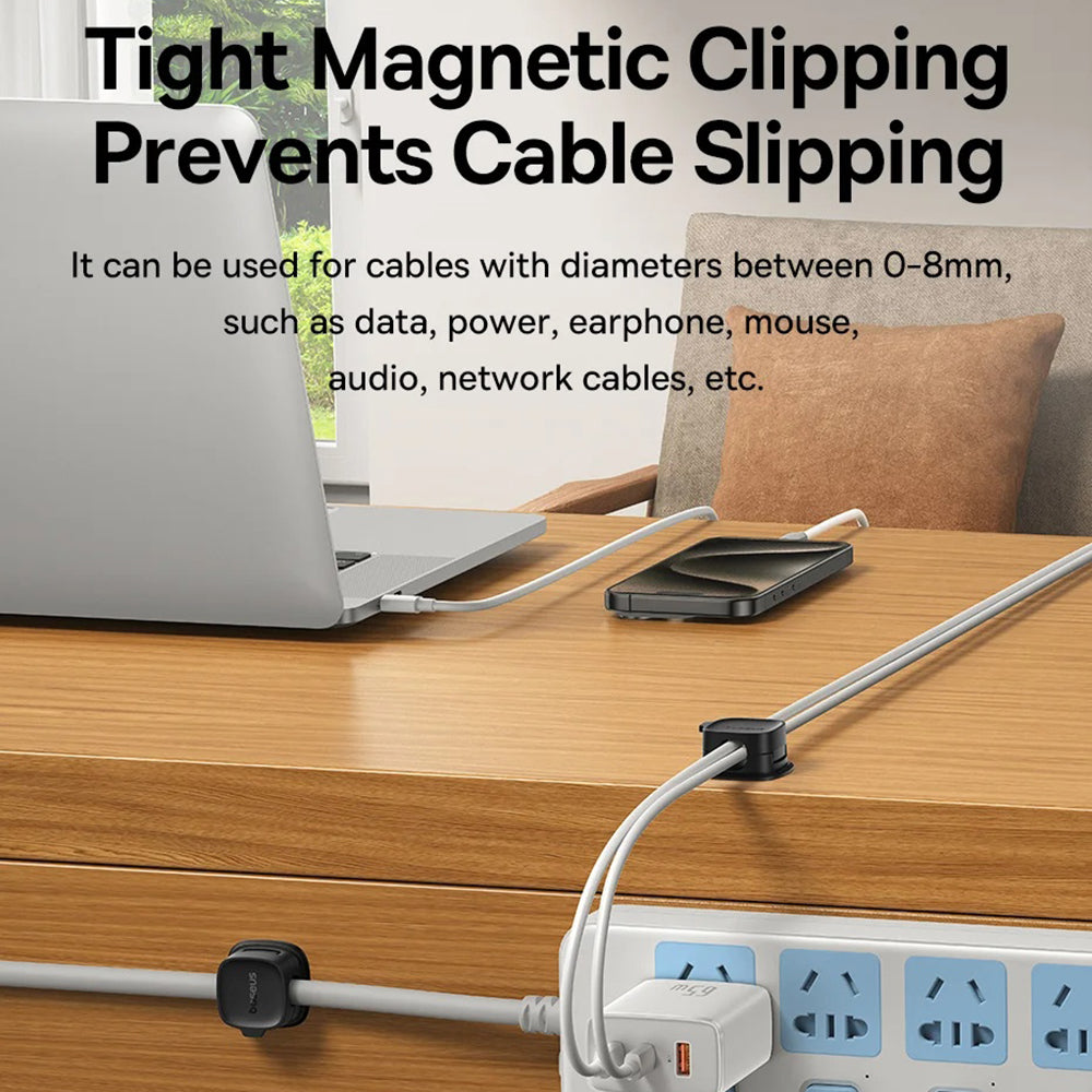 Organizador de Cabos Baseus Lite Magnético, Conjunto de 3 Peças, Branco B01331106211-00
