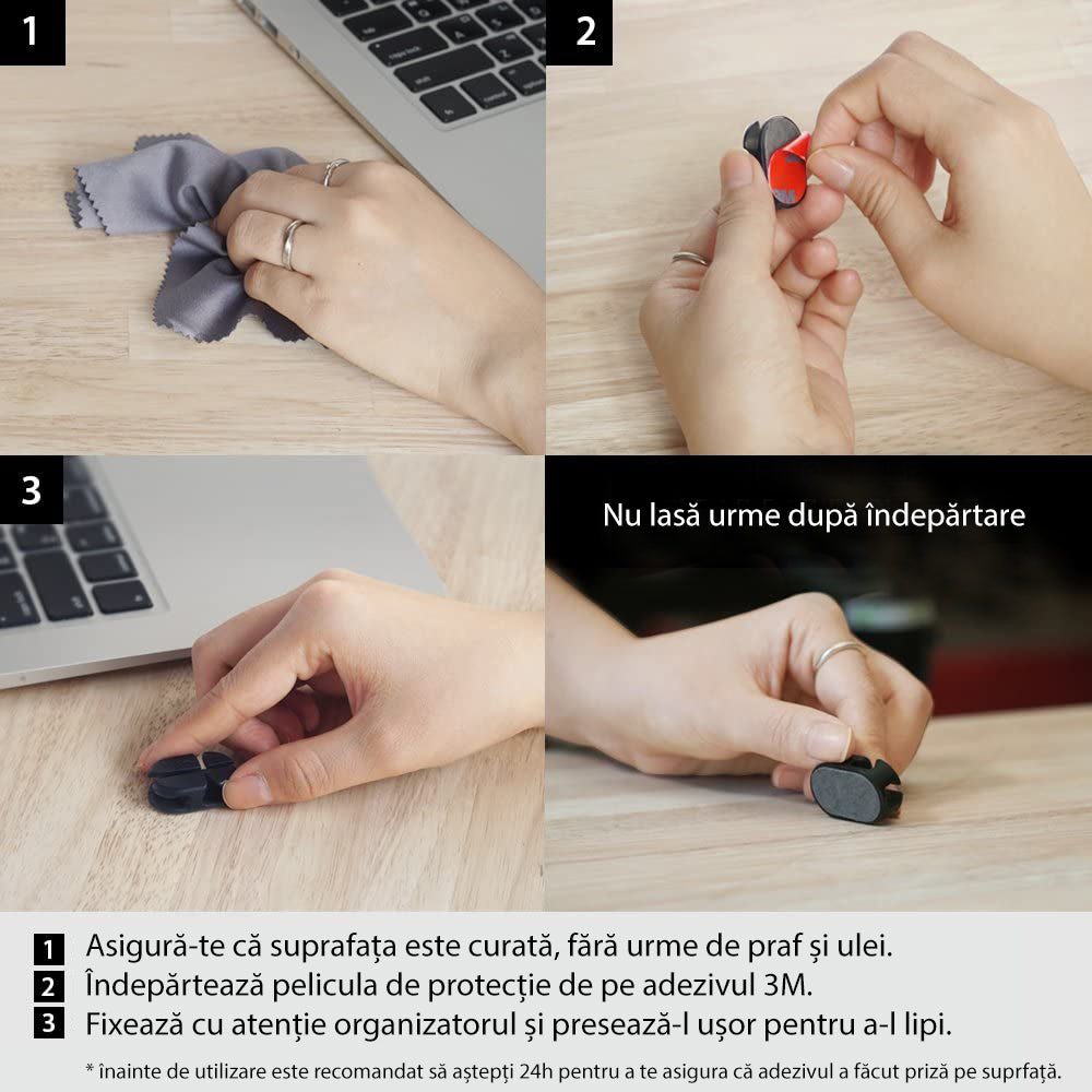 Organizador de Cabos Ringke, Conjunto de 6 peças, Preto