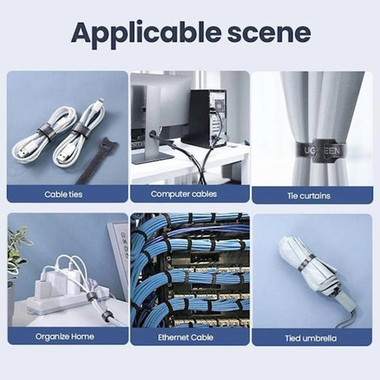 Organizador de Cabos UGREEN LP401, Velcro, Conjunto de 3 Peças, Preto