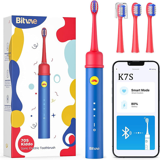 Escova de Dentes Elétrica Bitvae BVK7S Kids, Azul Vermelha