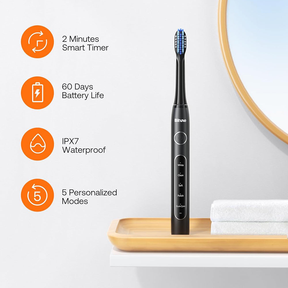 Escova de Dentes Elétrica Bitvae D2, Preta