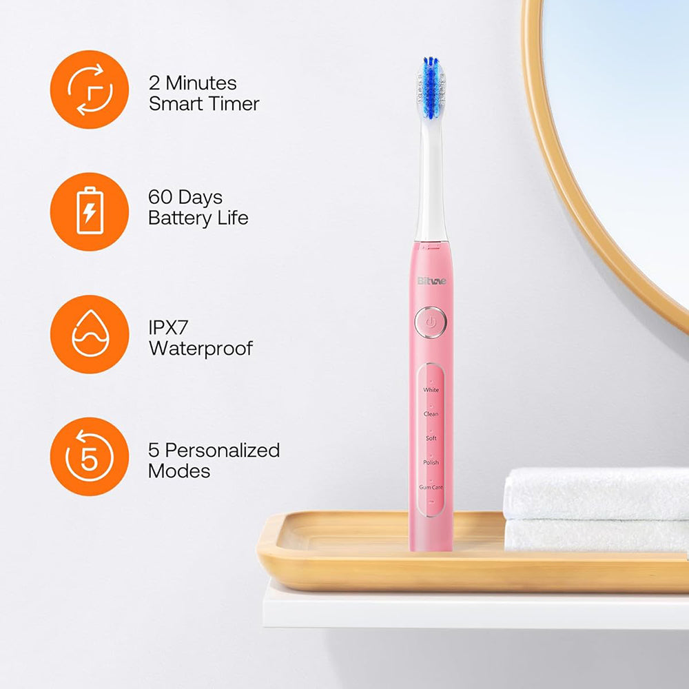 Escova de Dentes Elétrica Bitvae D2, Rosa