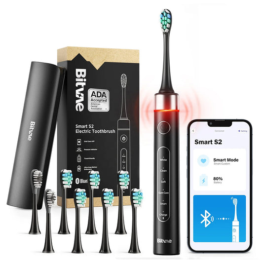Escova de Dentes Elétrica Bitvae S2 Smart, Preta