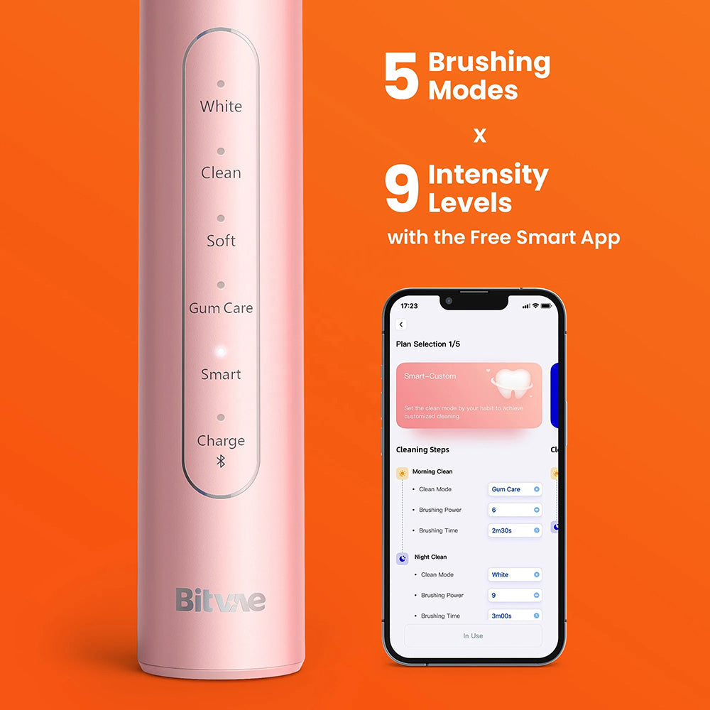 Escova de Dentes Elétrica Bitvae S2 Smart, Rosa