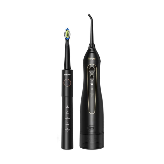Escova de Dentes Elétrica e Irrigador Oral Bitvae E11 + F5020E, Preta