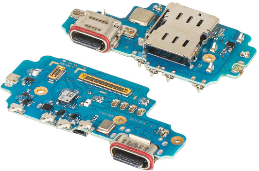 Placa com Conector de Carregamento - Microfone - Módulo Leitor de SIM Samsung Galaxy S22 Ultra 5G S908