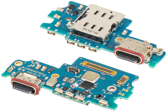 Placa com Conector de Carregamento - Microfone - Módulo Leitor de SIM Samsung Galaxy S21 FE 5G G990