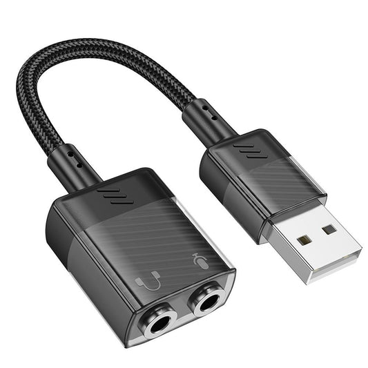 Placa de sunet USB HOCO LS37, 2 x Jack 3.5mm, Negru