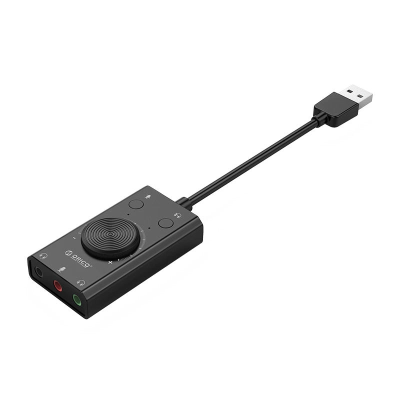 Placa de som USB Orico SC2, 3 x Jack 3.5mm, Preta