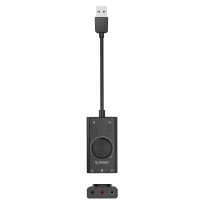 Placa de som USB Orico SC2, 3 x Jack 3.5mm, Preta