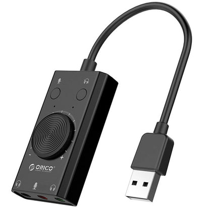 Placa de som USB Orico SC2, 3 x Jack 3.5mm, Preta