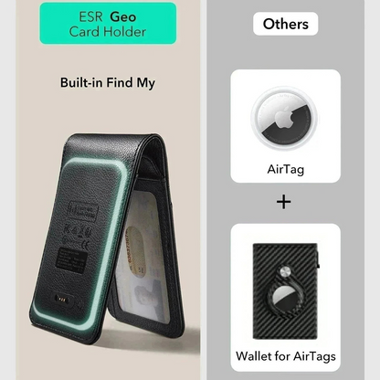Carteira ESR Classic Geo Carbon com função Find My e Proteção RFID, Preto, Recondicionado