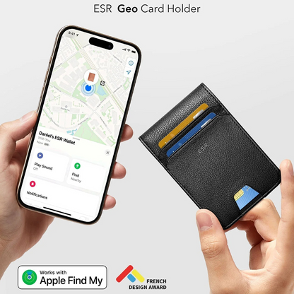 Carteira ESR Classic Geo Carbon com função Find My e Proteção RFID, Preto, Recondicionado