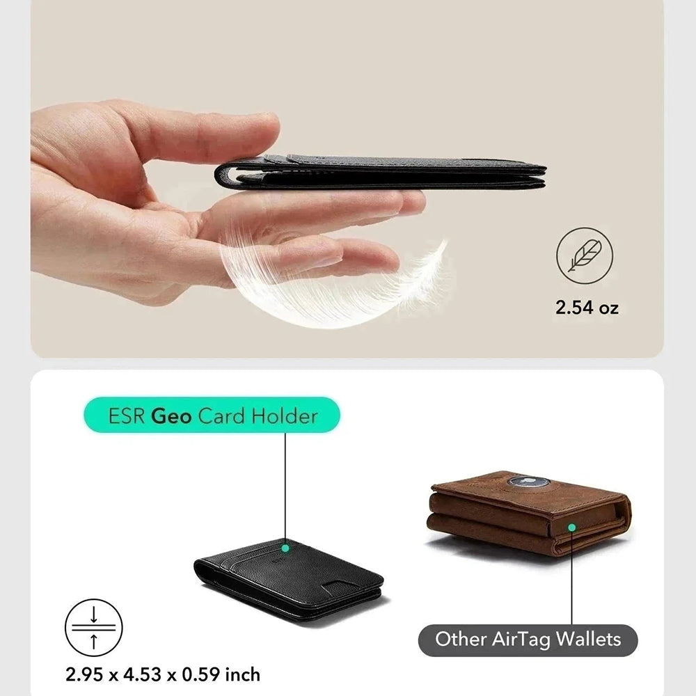Carteira ESR Classic Geo Carbon com função Find My e Proteção RFID, Preto