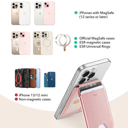 Carteira MagSafe, ESR, Suporte, Rosa