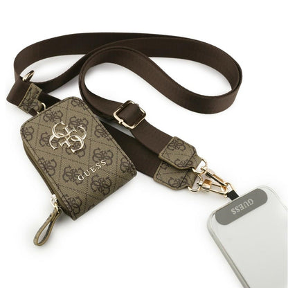 Carteira e Cordão para Telefone Guess 4G Metal Logo, Castanho