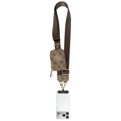 Carteira e Cordão para Telefone Guess 4G Metal Logo, Castanho
