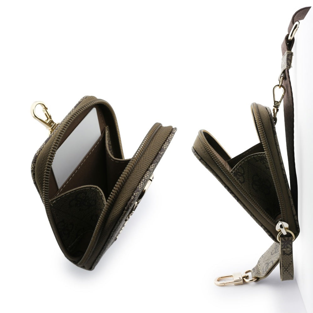 Carteira e Cordão para Telefone Guess 4G Metal Logo, Castanho