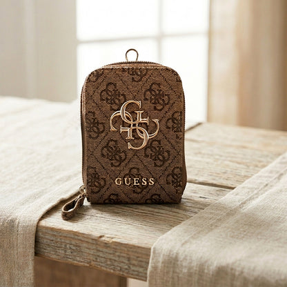 Carteira e Cordão para Telefone Guess 4G Metal Logo, Castanho