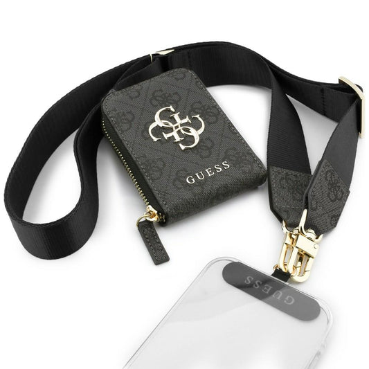 Carteira e Cordão para Telefone Guess 4G Metal Logo, Preto