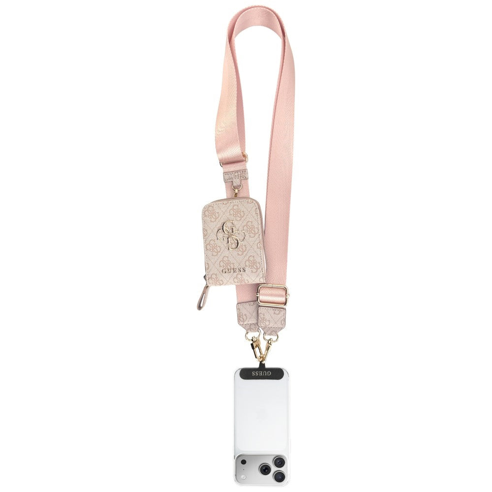 Guess 4G Metal Logo Wallet and Phone Lanyard, Pink