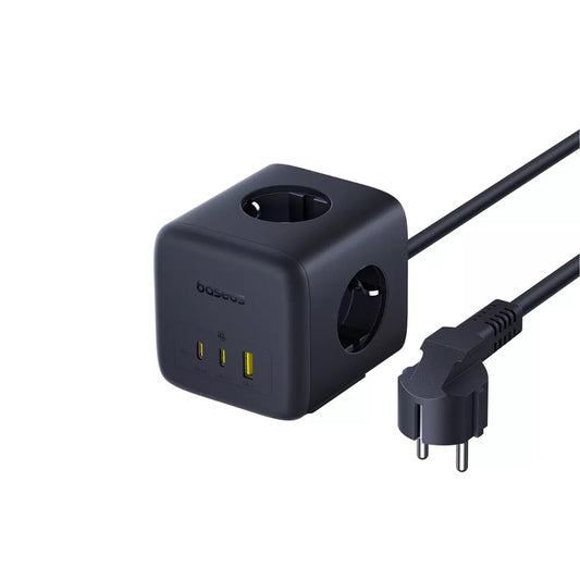 Extensão Baseus EnerFill FA11, 67W, 3.35A, 1 x USB-A - 2 x USB-C - 3 x Schuko, Preto E00082100123-00