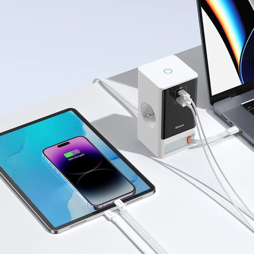 Extensão Baseus PowerCombo, 1 x Schuko, Branco PSLR000602