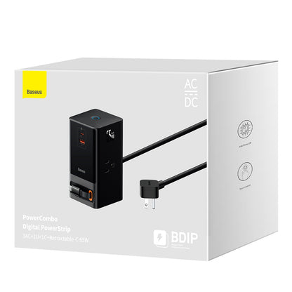 Extensão Baseus PowerCombo US, 3 x Tomadas, Preto PSLR000101