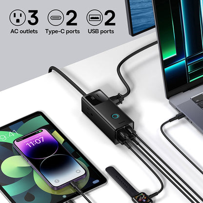 Extensão Baseus PowerCombo US, 3 x Tomada, Preto PSLA020101