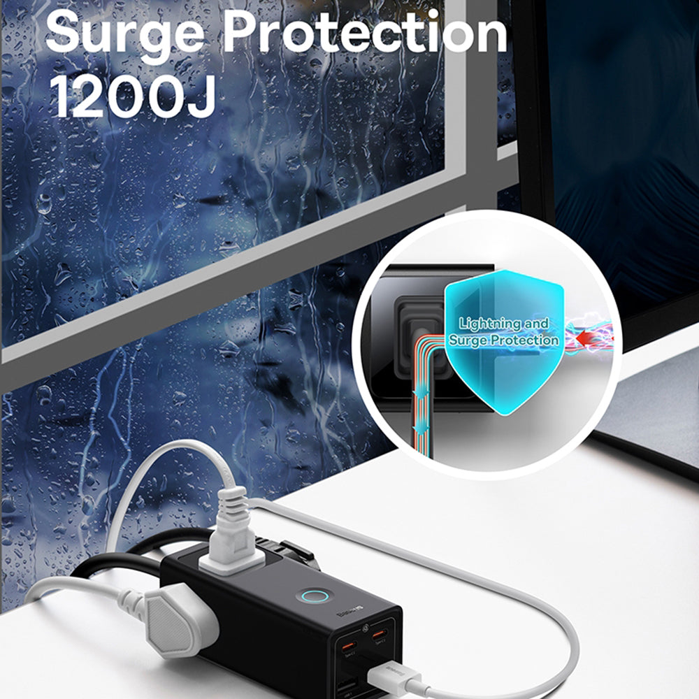 Extensão Baseus PowerCombo US, 3 x Tomada, Preto PSLA020101