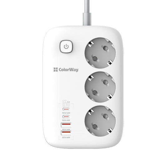 Extensão ColorWay, 3 x Schuko, Branca