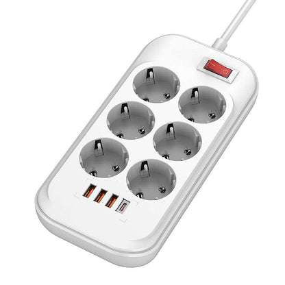 Extensão ColorWay, 6 x Schuko, Branco