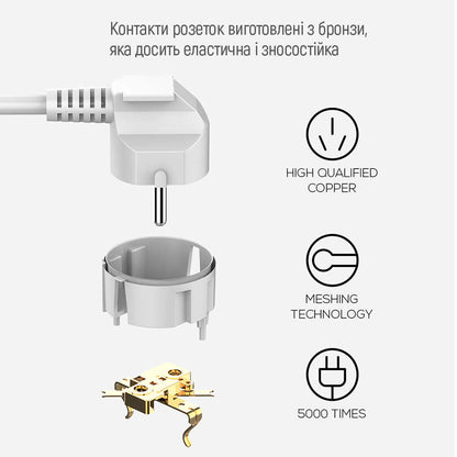 Extensão ColorWay, 6 x Schuko, Branco