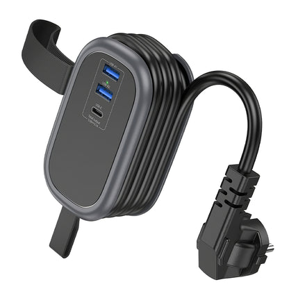 Carregador de rede HOCO NS6, 2 x USB-A - 1 x USB-C - 1 x Schuko, preto